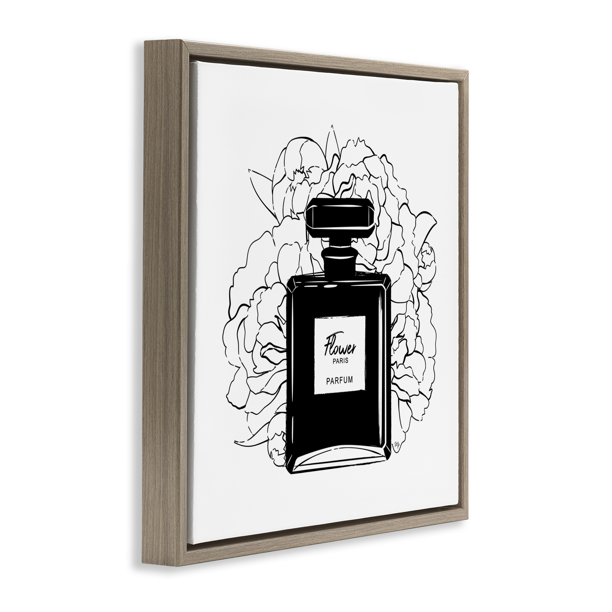 Stupell Industries Black Perfume & Roses Beauty & Fashion Painting Brown Floater Framed Art Print Wall Art, 25 x 25