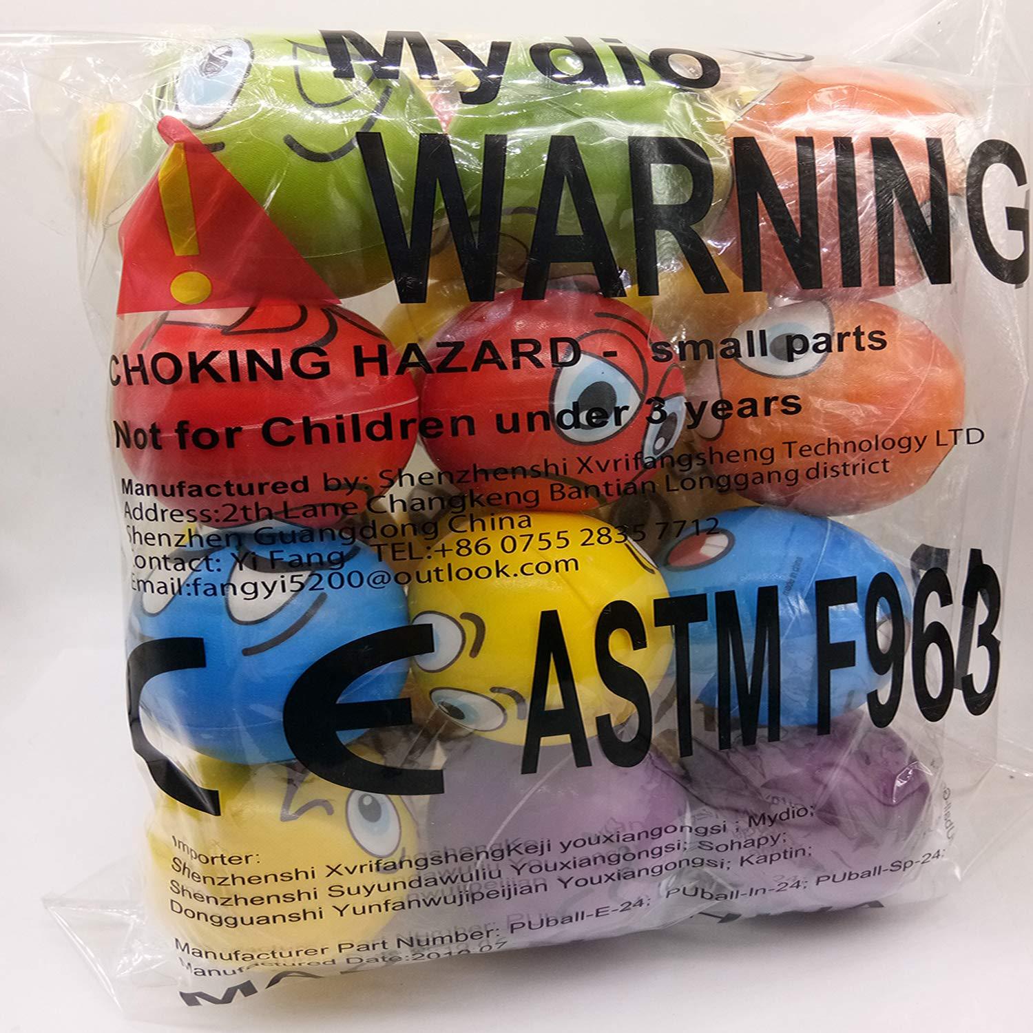 Mydio Set Of 24 Emoji Stress Balls Stress Reliver Party Favor Soft Pu Emoji Ball Assorted