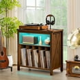 thumbnail image 4 of Record Player Stand with LED Lights & Power Outlets, Holds 230 Vinyl Albums, 3-Tier Turntable Table with Shelf for Music Room Bedroom Living Room, 4 of 6