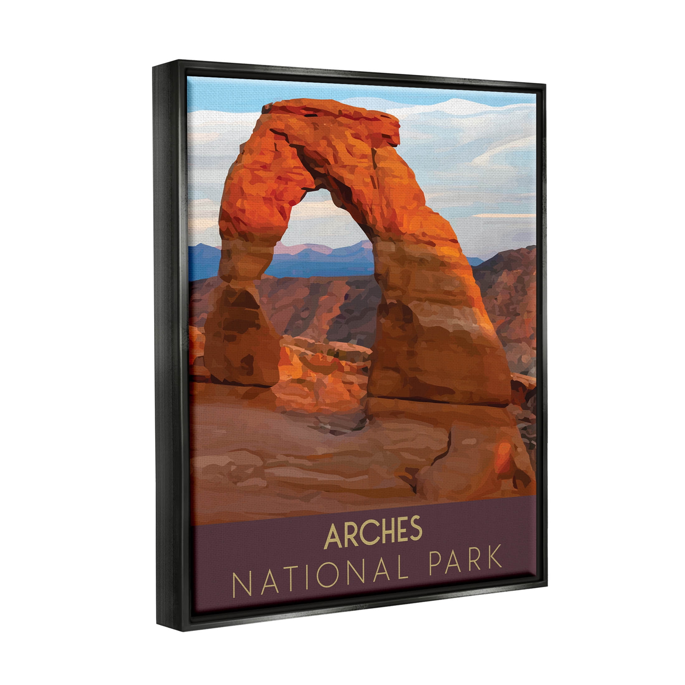 Arches National Park Desert Canyon Landscape Graphic Art Jet Black Framed Art Print Wall Art