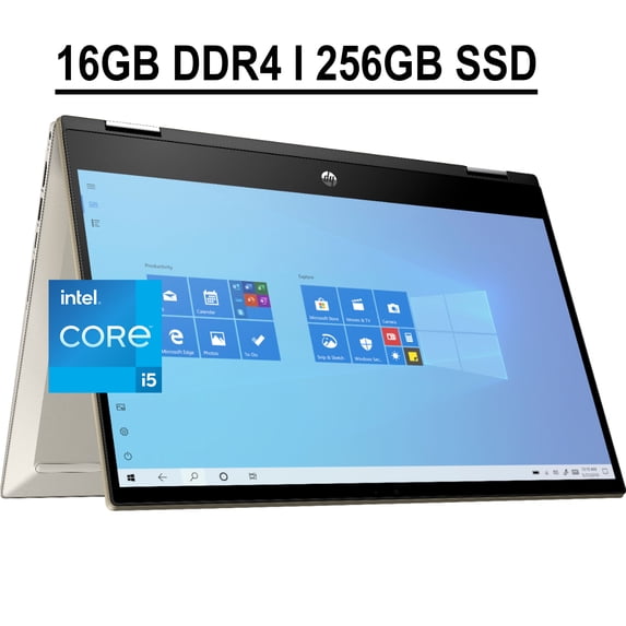 HP Pavilion X360 14 2-in-1 Business Laptop 14" FHD IPS Touchscreen 11th Gen Intel Quad-Core i5-1135G7 16GB DDR4 256GB SSD Intel Iris Xe Graphics Backlit Keyboard Fingerprint Reader HDMI Win10 Gold