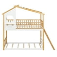thumbnail image 5 of Miekor Furniture Twin Over Twin Bunk Bed Wood Bed with Roof, Window, Ladder,Natural MK1832, 5 of 12