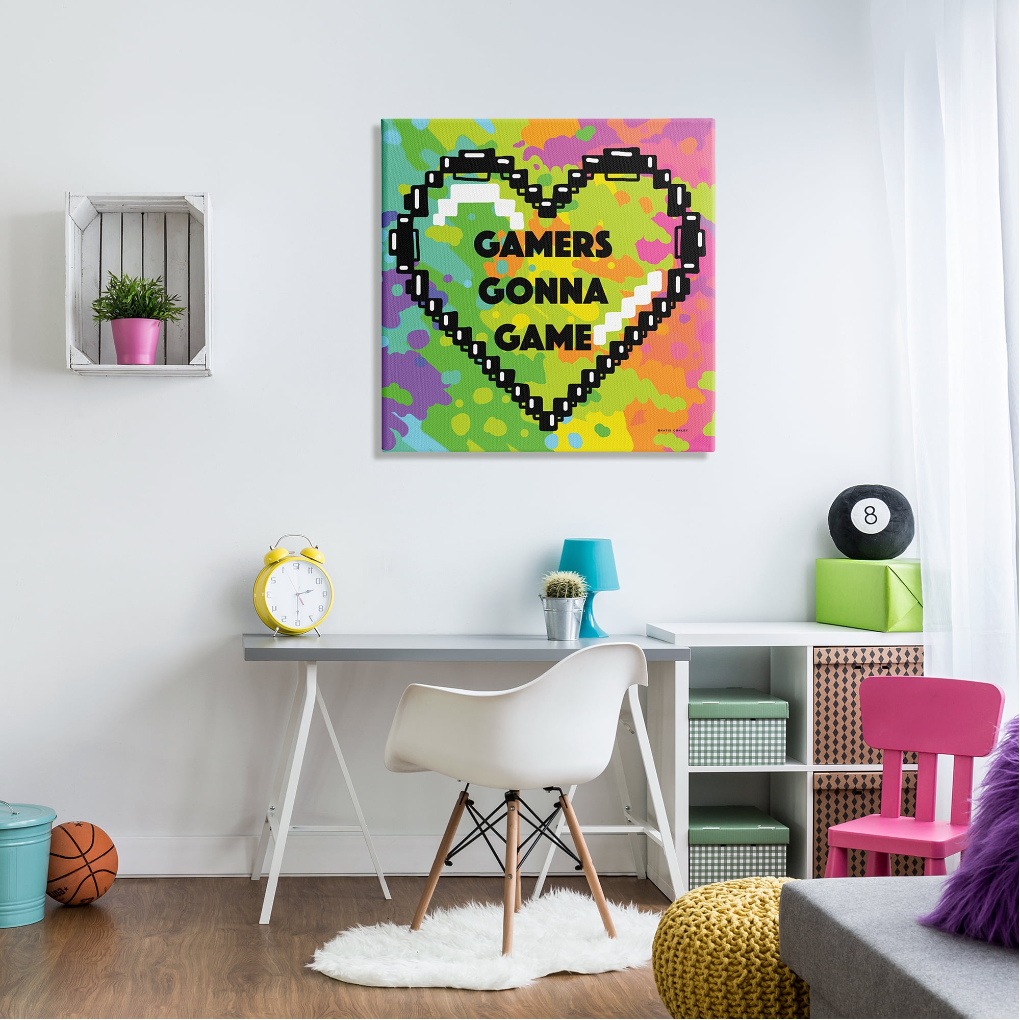 Stupell Industries Gamers Gonna Game Phrase Beauty & Fashion Painting Gallery Wrapped Canvas Print Wall Art, 30 x 30