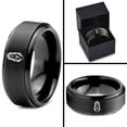 thumbnail image 4 of Tungsten Newly Wed Gifts Black Rings for Women Gamer Promise Ring 50th Birthday Gift Engrave, 4 of 7