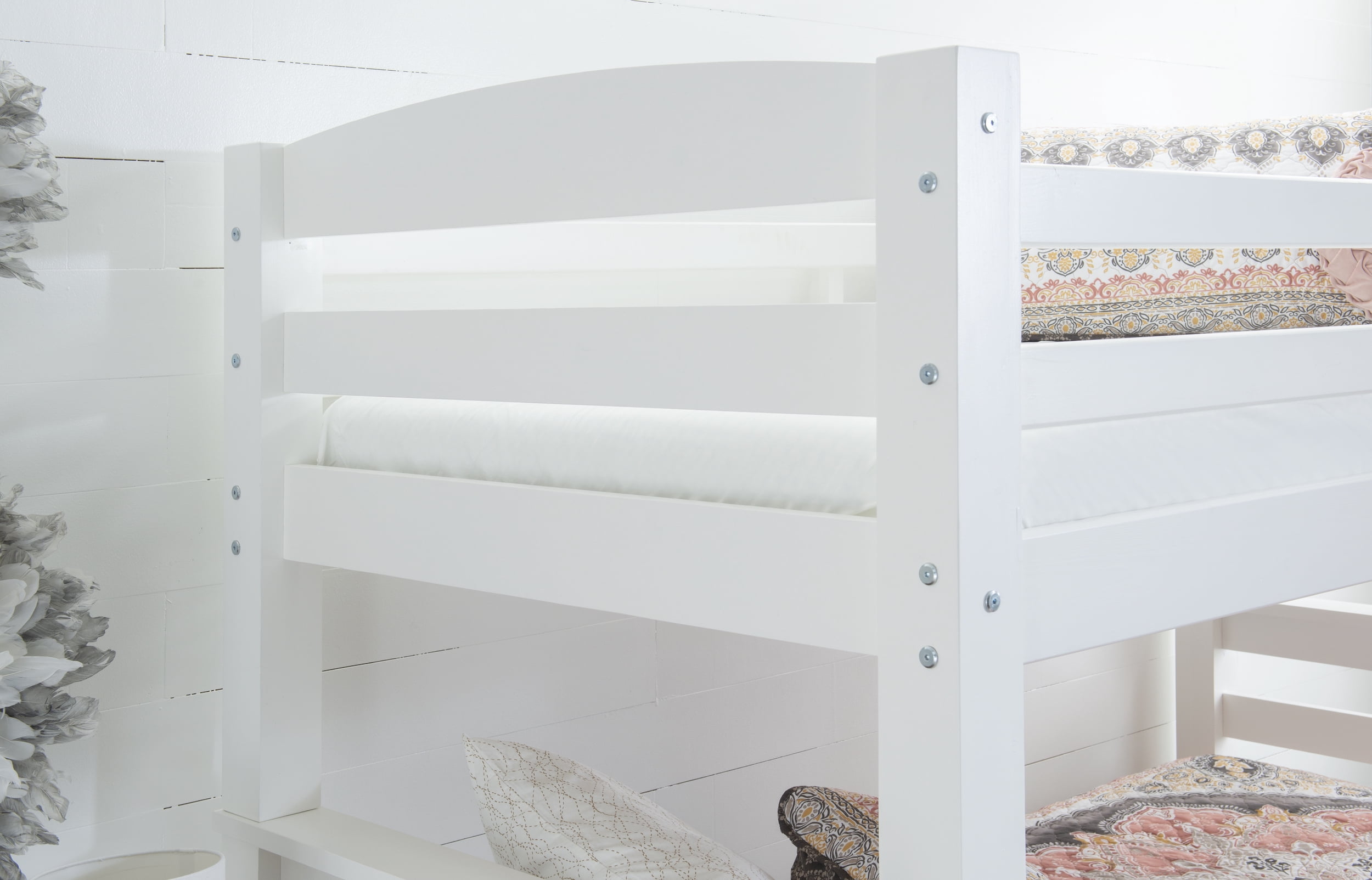 Channon kids Twin Over Full Bunk Bed with Built-In Ladder, White