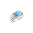 thumbnail image 3 of RYLOS Men's Ring Sterling Silver Ring, 7MM Round Shape Gemstone Designer Style Rings Turquoise December Birthstone Rings Silver Size 13, 3 of 7
