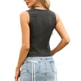thumbnail image 3 of INSPIRE CHIC Jean Vest Top for Women V Neck Tie Front Sleeveless Waistcoat Denim Vests S Black, 3 of 6
