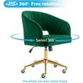 thumbnail image 6 of YEXJ Home Office Chair Swivel Velvet Desk Chair Accent Armchair Upholstered Modern Tufted Chairs with Gold Base for Girls Women Ergonomic Study Seat Computer Task Stools for Living Room-Green, 6 of 8