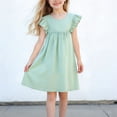 thumbnail image 2 of Tranfacy Robes pour Filles Enfants Sans Manches Couleur Unie Épaules Dénudées Col Rond Princesse Tenue de Fête pour Ados Enfants, 2 of 6