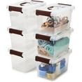 Ezoware 5 Quart Storage Bins Clear Plastic Tote With Handle Set Of 6