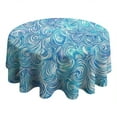 thumbnail image 4 of Blue White Tie Dye Wave Pattern Round Tablecloth 60"x60",Wrinkle Wipeable Table Cloth for Kitchen Dining Room Picnic Patio Party, 4 of 6