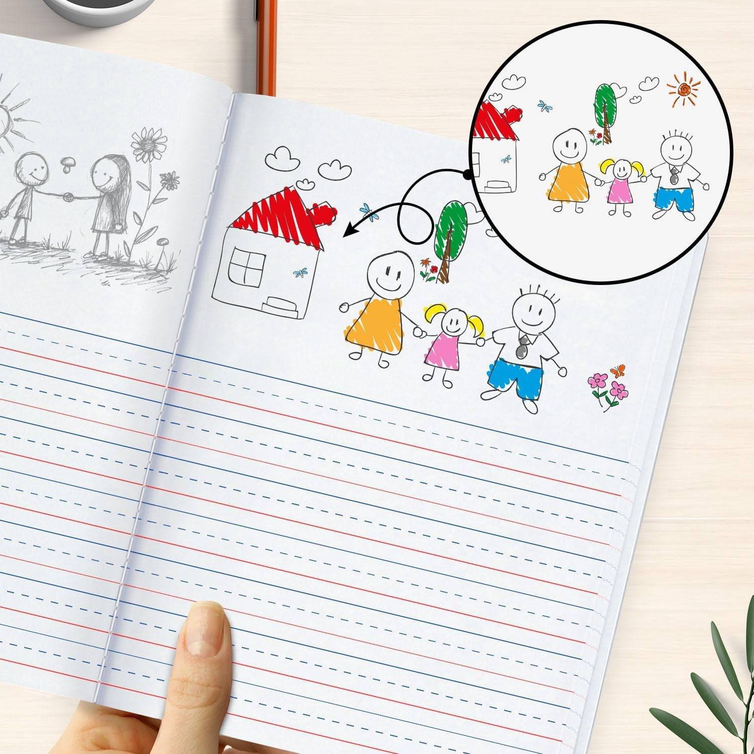 Rosmonde Primary Composition Notebooks Bulk Pallet, 1000 Pack, 200 Pages (100 Sheets), 9.75 x 7.5 in, Draw & Write, Dotted Ruled for Grades K–2, Bulk School Supplies, 4–7 Day Transit