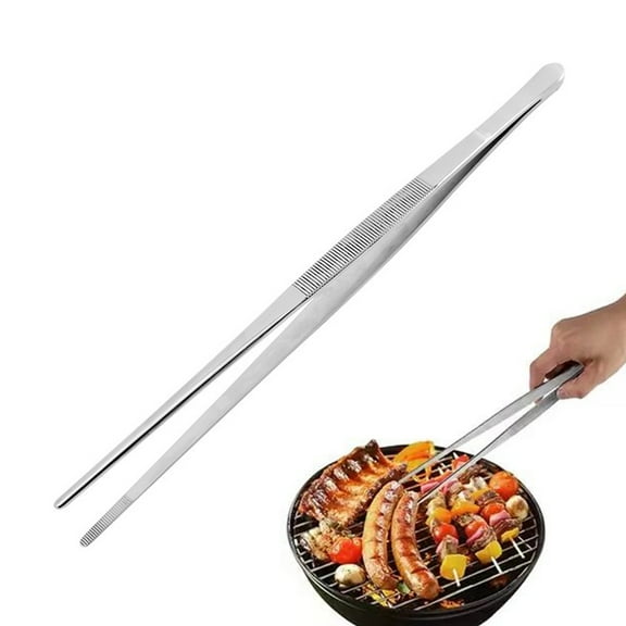 sunsanly Kitchen Tweezers Extra-Long Stainless Steel Cooking Tongs Fine Tweezer for Grilling Anti-Slip Handle Multi-Functional Tweezers for Cooking Baking Crafting