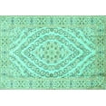 thumbnail image 1 of Ahgly Company Machine Washable Indoor Rectangle Medallion Turquoise Blue Traditional Area Rugs, 7' x 10', 1 of 4