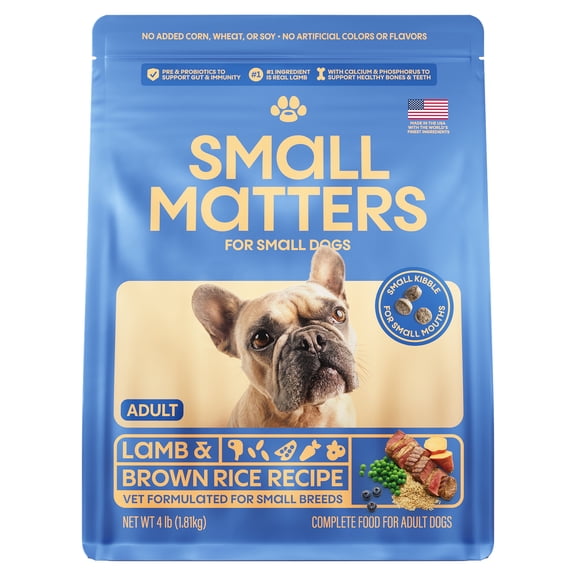 Small Matters Adult Dog Food for Small Dogs, Lamb & Brown Rice Recipe, 4lb bag