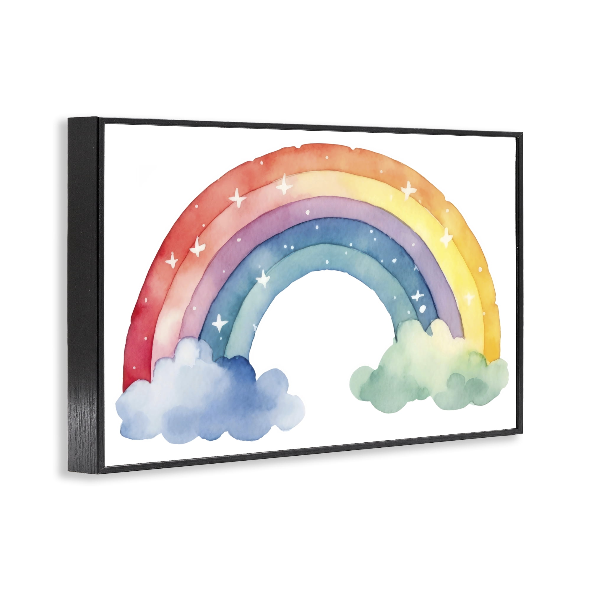 Stupell Industries Colorful Rainbow with White Stars Black Framed Giclee Art, design by Creative Studio
