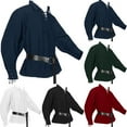 thumbnail image 3 of Men Medieval Renaissance Pirate Shirt 18th Century Long Sleeve T-Shirt Cosplay, 3 of 11