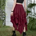 thumbnail image 5 of Karight Women's High Waisted Asymmetrical Hem Skirt with Lace Trim Gothic Steampunk Ruffle Midi Skirt, 5 of 9