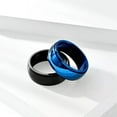 thumbnail image 4 of 8mm Blue/Black Stainless Steel High Polished Spinner Band Male's Ring Size 6-13, 4 of 6