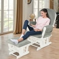 thumbnail image 2 of Costway Glider and Ottoman Cushion Set Wood Baby Nursery Rocking Chair Grey, 2 of 10