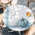 thumbnail image 2 of Fall Round Tablecloth, Fitted Table Cover with Elastic for 55"-60" Round Tables, Blue Pumpkin Thanksgiving Autumn Stripe Leaf Table Cloth Outdoor Indoor Dinning Party Waterproof Tablecloths, 2 of 7