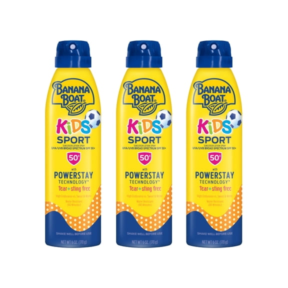 Banana Boat Kids Sport Continuous Sunscreen Lotion Spray SPF 50  6 oz (Pack of 3)