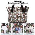 thumbnail image 2 of Tote Bag for Women - White Poodle Dog Hawaiian Floral Shoulder Bag - Large Utility Work Duffle Bag with Zipper Handbag for Travel, Work, Sprots, 2 of 5