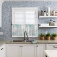 thumbnail image 5 of Aqua Grey Chrysanthemum Half Window Curtain 36 Inches Long, Farmhouse Botanical Floral Modern Window Treatment Curtain Drapes, Small Tier Curtains for Bathroom Over Sink, 27.5"x36", 2 Panels, 5 of 7