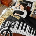 thumbnail image 4 of Feelyou Retro Western Piano Bedding Comforter Set 7 Pieces for Child, Musical Note Full Bedding Set, Musical Instruments Reversible Fitted Sheet Flat Sheet, Super Cozy Room Decor, 4 of 7