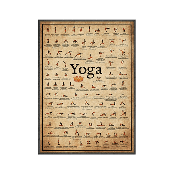 Ashtanga Yoga Pose Chart Canvas Print Vintage Gym Exercise Poster Wall Art for Living Room Decor,1x yoga poster