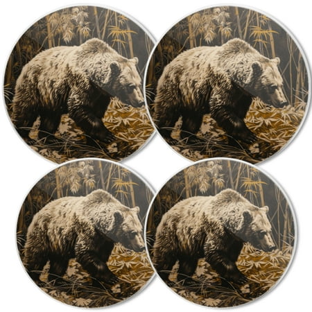 

Gas Stove Burner Cover White Electric Stove Top Protector Easy to Clean Bear S Stroll In A Mysterious Bamboo Wilderness