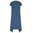 thumbnail image 3 of Hfnxid Cotton Short Sleeve Dresses for Women Round Neck Loose Fit Frock Fashion Asymmetrical Hem & Decor Buttons House Dress Loose Fit Lightweight Lounge Dresses Blue L, 3 of 8