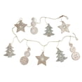 thumbnail image 1 of Wooden Christmas Snowman Tree and Star Garland with Glitter, Green/Natural, 59-Inch, 1 of 1