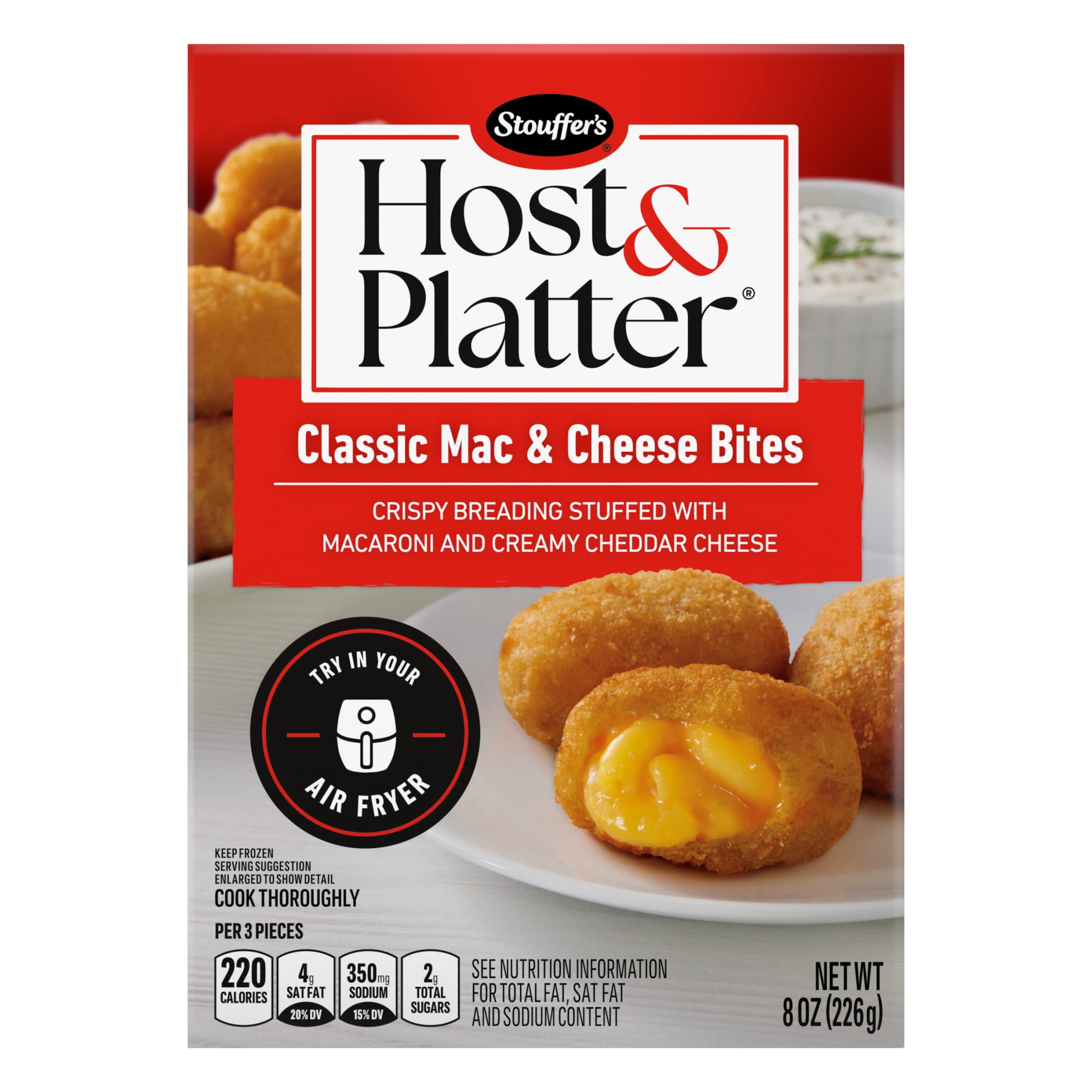 Stouffer's Host & Platter Frozen Appetizer Mac and Cheese Bites, Air Fryer Sides, 8 oz (Frozen)
