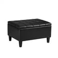 thumbnail image 6 of Storage Ottoman, Lift Top Bed Bench Oversize Cocktail Footrest Stool in Upholstered Faux Leather, Large Square Coffee Table for Living Room Bedroom, 33.86"L x 26"W x 18.1"H, Black, 6 of 7