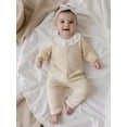 thumbnail image 5 of Spewahor Infant Baby Girls Fall Romper 0 3 6 9 12 18 Months Lace Ruffled Round Neck Long Sleeve Button Down Full Length Waffled Jumpsuit, 5 of 9