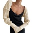 thumbnail image 1 of ORUYROP Boléro Pull pour Femmes Tenue d'Automne Cardigan Court en Tricot Manches Longues Y2K Ouvert devant pour Sortir, 1 of 1