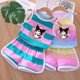 thumbnail image 1 of Conjuntos de ropa de verano para bebés y niños, lindos dibujos animados de Kuromi, chaleco y pantalones cortos para niñas y niños, 2 piezas, conjuntos para niños de Sanrio, ropa de playa, 1 of 4