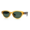 thumbnail image 4 of Polarized Cat Eye Thick Horn Rim Retro Hipster Vintage Vibe Sunglasses Orange Tortoise - Green, 4 of 8