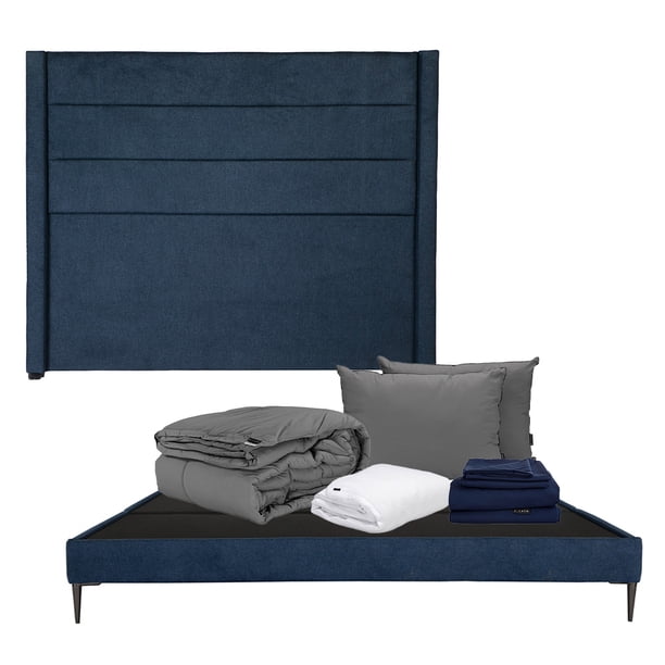 Base Cama Slim King Size Dicasa Cabecera Lugo Azul Almohada 2 Pack Protector Cloud Sábanas Softy Edredón Homy