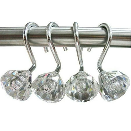 Ayygiftideas 12 Pcs European Fashion Shower Curtain Hooks Diamond