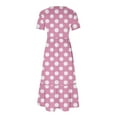 thumbnail image 4 of Diufon Summer Maxi Dresses for Women Crewneck Short Sleeve Dress Polka Dot Print Dress with Pockets, 4 of 4