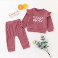 thumbnail image 4 of KPOPLK Baby Girls Ribbed 2 Piece Outfit MAMA'S MINI 3M 6M 9M 12M 18M 24M 2T 3T 4T Sweatshirt and Pants Set Clothing,Size 18-24 Months, 4 of 9