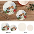 thumbnail image 5 of SKYSONIC 2 pcs Robin Birds Poinsettia Flowers Pot Holders Trivets, Heat Resistant Trivets,Winter Christmas Cotton Thread Weave Mats for Hot Pads Pans Pot Bowl Teapot, 5 of 7