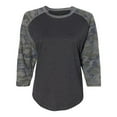 thumbnail image 3 of Fine Jersey Baseball Tshirt for Womens 3/4 Length Sleeve Tee Tops, Vintage Smoke/Vintage Camo, 2XL, 3 of 9