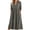 Gray, variant on Women's Cotton Linen V-Neck Midi Dress, Casual Loose Fit 3/4 Sleeve Solid Color Sundress, Retro Boho Kaftan Gown with Side Pockets