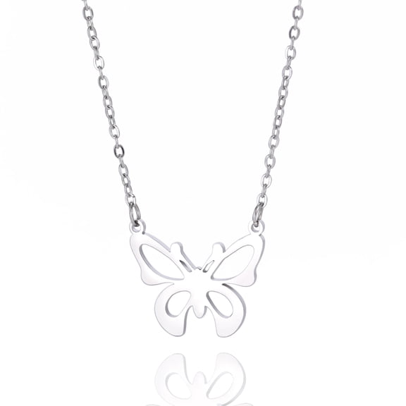 EUEAVAN Silver Hollow Butterfly Pendant Necklace Stainless Steel Jewelry