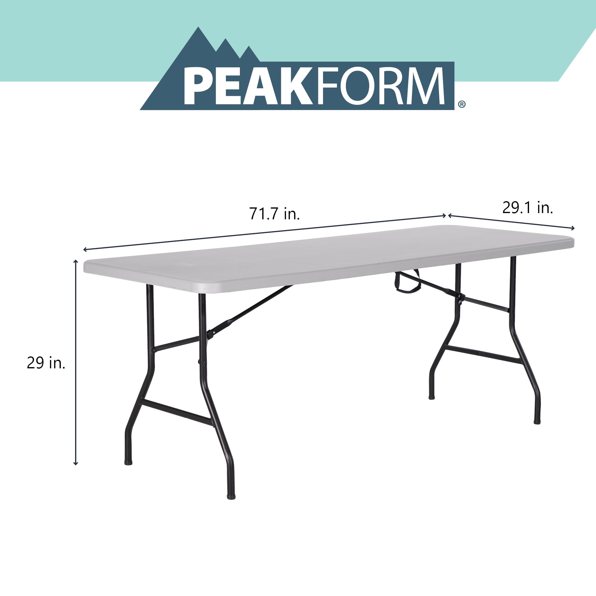 Peakform 6 Foot Rectangle Folding Table, Indoor/Outdoor Requisite, White (80919)
