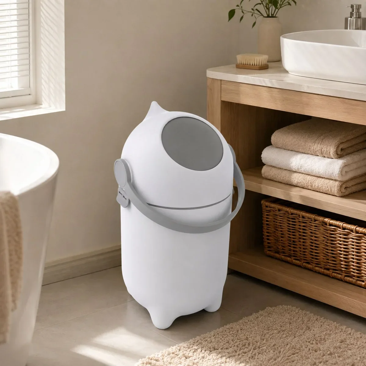 15L / 3.96Gal Diaper Pail with Airtight Lid, Holds 16 Diapers PP Trash Can for Nursery