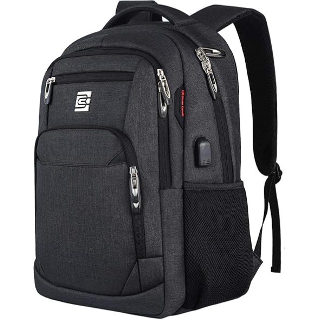 Mochila para computadora portátil con puerto de carga USB y auriculares, mochila antirrobo para computadora portátil de negocios con correa de hombro acolchada y transpirable